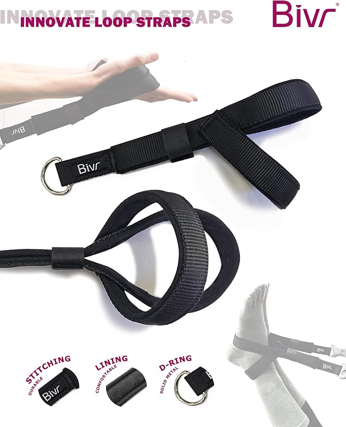 Portable Pilates Home Kit - Home Workout Equipment with Designed Pilates Loop Straps, Fabric Long Resistance Exercise Bands, Door Anchors and Aluminum Carabiners for Working Out as in Reformer