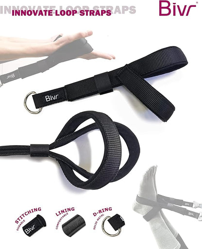 Portable Pilates Home Kit - Home Workout Equipment with Designed Pilates Loop Straps, Fabric Long Resistance Exercise Bands, Door Anchors and Aluminum Carabiners for Working Out as in Reformer