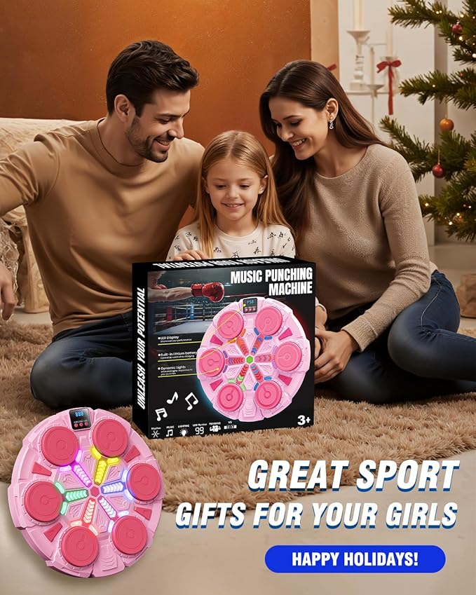 Upgraded Music Punching Machine for Kids and Adults, Wall Boxing Punching Pad with Bluetooth & Rhythm Lights, 3 Speed Modes, Home Fitness Boxing Equipment with Gloves for Boys Girls Teenagers