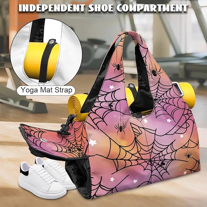 Gym Bag with Yoga Mat Holder Large Tote Bag With Multi Pockets for Women Men Dry Wet Separated Pocket Carryall Yoga Tote Bag for Pilates Travel Workout Office