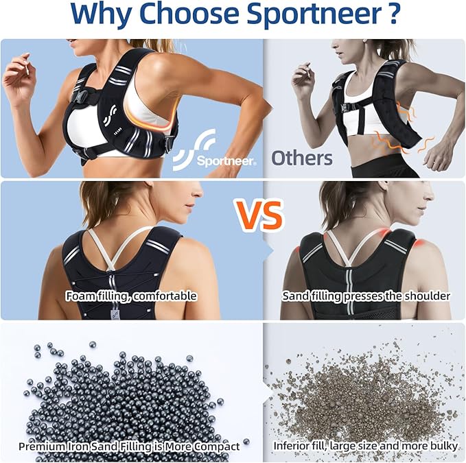Sportneer Weighted Vest Woman: 8lb/12lb/15lb/20lb/25lb Weight Vest for Walking with Phone Bag, Adjustable Women Weighted Vest for Running Rucking Vest for Jogging Strength Training Weight Loss
