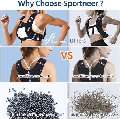 Sportneer Weighted Vest Woman: 8lb/12lb/15lb/20lb/25lb Weight Vest for Walking with Phone Bag, Adjustable Women Weighted Vest for Running Rucking Vest for Jogging Strength Training Weight Loss