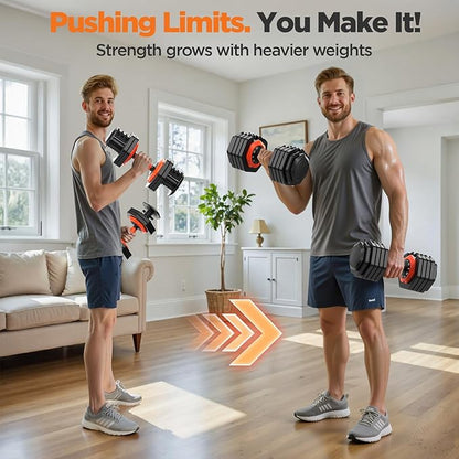 2026 Updated Adjustable Dumbbell Set of 2, 110lbs/50lbs Weights Dumbbell Set with Storage Box, 25lbs/55lbs Adjustable Weights with Anti-slip Silicone Grip, Weight Set For Home Gym Suit both Men and Women
