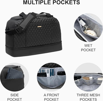 EVERFUN Gym Bag for Men and Women, Duffle Tote with Shoe Compartment and Wet Pocket for Travel, Sports, Boxing, Workout and Weekend