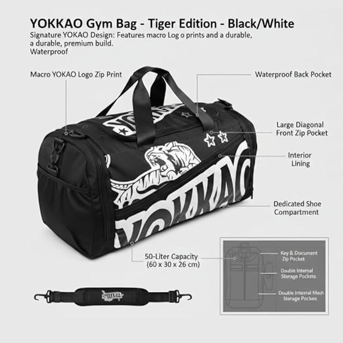 YOKKAO Gym Bag - Tiger Addition- Black