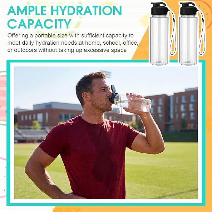 Mifoci 72 Pieces Water Bottle Bulk 17 oz Plastic Water Bottles Bulk Gym Sports Adults Reusable Large Bottles with Leak Proof Flip Top for Party Outdoor (Clear,Black)