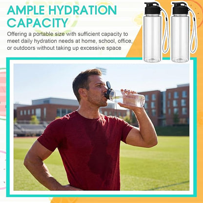 Mifoci 72 Pieces Water Bottle Bulk 17 oz Plastic Water Bottles Bulk Gym Sports Adults Reusable Large Bottles with Leak Proof Flip Top for Party Outdoor (Clear,Black)