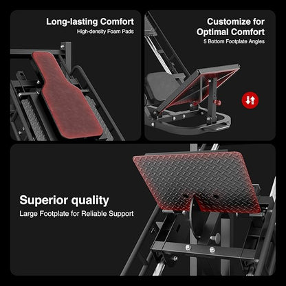 Dripex Leg Press Machine, Leg Press Machines for Home Gym, Professional Leg Press Hack Squat Machine Combo with 4 Weight Plate Storage Holders for Full Lower Body Workout - Weight Plates Not Included