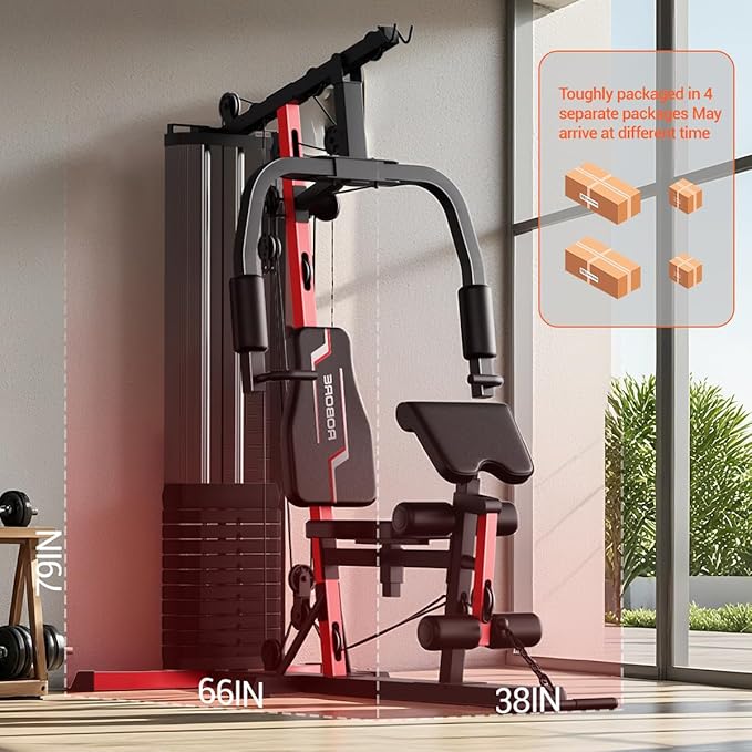 Home Gym System, Multifunctional Home Gym with 160LB Weight Stack, Equipment All-in-One Workout Station, Full Body Strength Training System