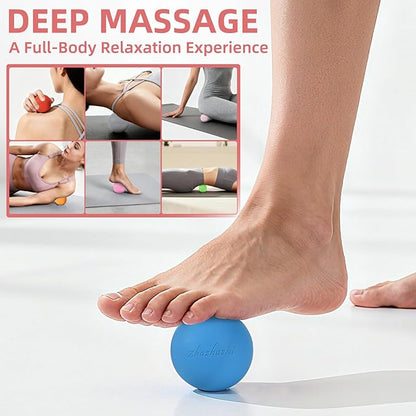Massage Lacrosse Balls 2 Pack, Rubber Trigger Point Therapy Balls for Deep Tissue Myofascial Release, Plantar Fasciitis & Muscle Soreness Relief, Portable Pain Relief Tool (Purple and Blue)