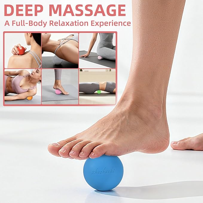 Massage Lacrosse Balls 2 Pack, Rubber Trigger Point Therapy Balls for Deep Tissue Myofascial Release, Plantar Fasciitis & Muscle Soreness Relief, Portable Pain Relief Tool (Green and Yellow)