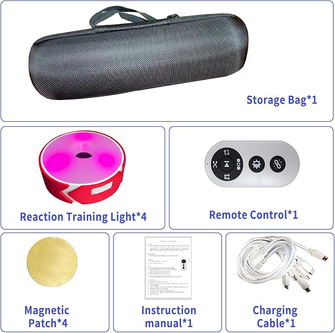 Sports Agility Light, Agility Training Light, USB Charging, Lasts 10 Hours, 10cm Height Sensing Distance, 4 Light Colors, 4 Modes, 270 Degree Viewable Angle Improve Reflex