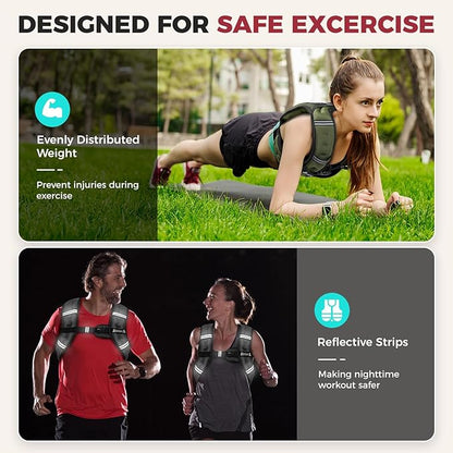 BAGAIL Comfort-Fit Weighted Vest for Woman, Even Weight Distribution, Faster Weight Loss, No-Chafe or Bounce for Walking & Running with Detachable Phone Pouch & Reflective Stripes (Available 5-30lbs)
