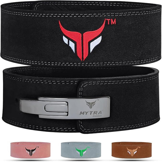 Mytra Fusion Weight Lifting Belt for Men and Women Gym Belt 10MM Thick and 4" wide 100% Genuine Leather Workout Belt for Weightlifting, Powerlifting, Gym, Training and Bodybuilding