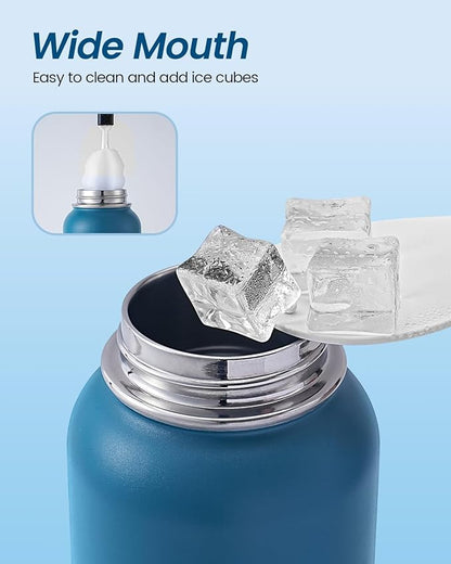 40 oz Insulated Water Bottle(Cold for 48Hrs), Large Stainless Steel Water Bottle BPA Free, Leak Proof Metal Water Jug for Sport, Hiking, Camping, Travel, Matte Black