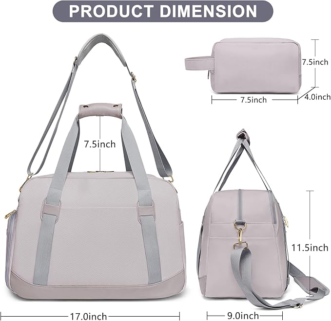 Sports Gym Bag for Women, Travel Duffle Bag with Shoe Compartment & Wet Pocket, Fitness Yoga Bag