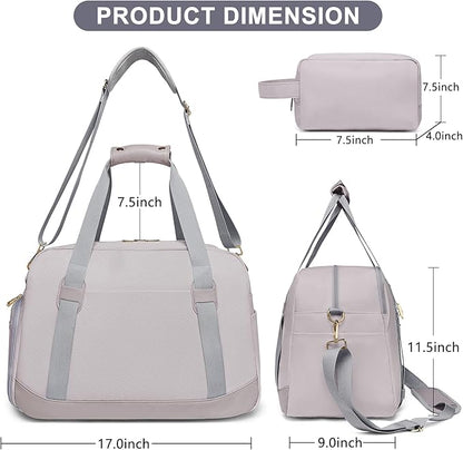 Sports Gym Bag for Women, Travel Duffle Bag with Shoe Compartment & Wet Pocket, Fitness Yoga Bag