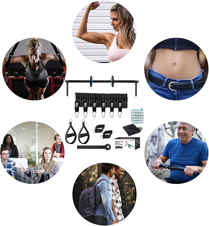 Pilates Bar Set - Pilates Exercise Kit, Pilates Resistance Bar | Portable Home Gym Pilates Bar Kit with Resistance Bands, Multifunctional Fitness Equipment for Full Body Training Home Gym