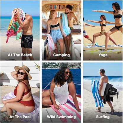 Dock & Bay Beach Towel - Quick Dry, Sand Free - Compact, Lightweight - 100% Recycled - Includes Bag - Banana Karma - Extra Large (200x90cm, 78x35)