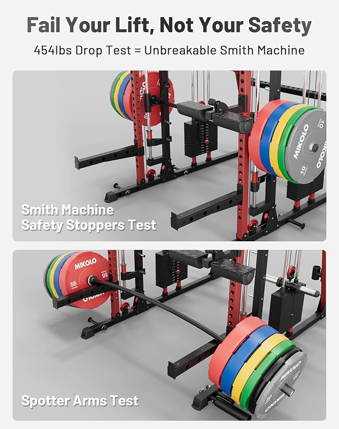 Mikolo M4 2.0 Smith Machine, All-in-One Home Gym Power Cage with LAT Pulldown & Cable Crossover, Squat Rack for Full Body Workouts