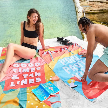 Dock & Bay Beach Towel - Quick Dry, Sand Free - Compact, Lightweight - 100% Recycled - Includes Bag - Party in Pink - Set of 4 - Extra Large (200x90cm, 78x35)