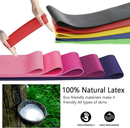 Resistance Bands for Working Out, Latex Exercise Bands Set of 5, Elastic Bands for Exercise with Workout Guide and Carry Bag, Fitness Bands for Strength Training, Yoga, Pilates, Home Workout