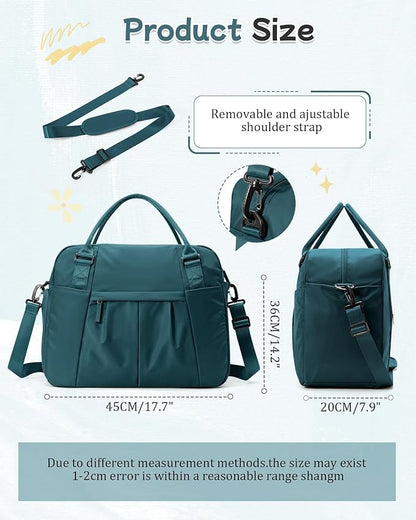 Large Carry on Gym Bag for Women, Waterproof Sport Bag for Fitness with Dry Wet Separated Pocket and Shoe Compartment, Overnight Weekender Fitness Workout Sports Bag, Peacock Blue