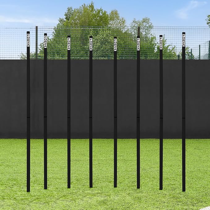 FORZA Slalom Agility Poles | Improve Endurance, Speed & Footwork | Color, Size & Rubber Base Options Available [8 Pack]