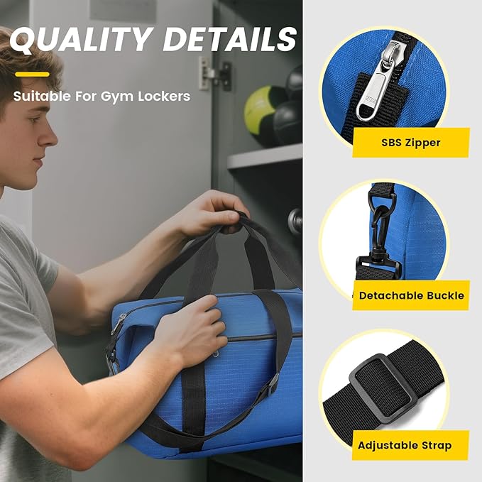 Vorspack Small Gym Bag - 14 Inches Duffle Bag for Travel Lightweight Duffel Bag for Men Women Personal Item Bag Weekender Bag for Travel Sports Gym - Blue