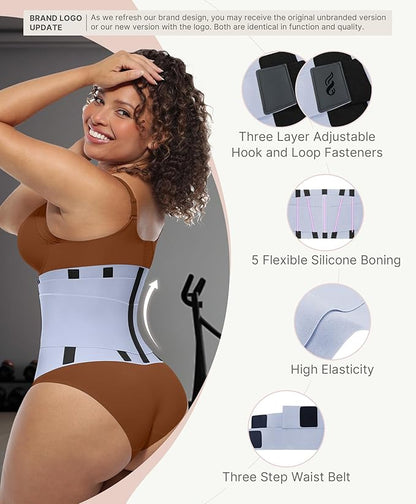 FeelinGirl Waist Trainer Belt Waist Cincher Trimmer Ab Belt Tummy Control Body Shaper with Triple Wrap Women and Men