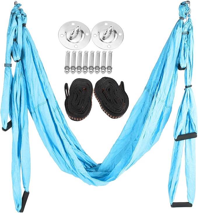 Aerial Yoga Hammock,Yoga Hammock Hanging Swing for Yoga Inversion,Strength Training,Starter Hardware Kit