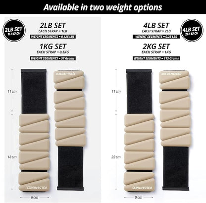 Wrist & Ankle Weights, Adjustable Bands for Women & Men Workouts, Set of 2 – 2lb or 4lb (1lb or 2lb each strap) Ideal for Runs, Jogs, Walks, Yoga, Dance, Pilates, Cardio, Aerobics, Strength Training