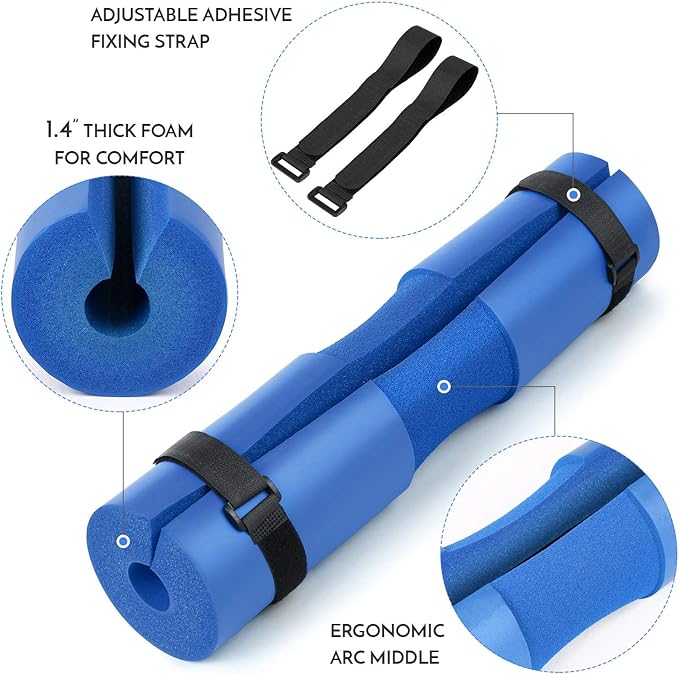 Barbell Squat Pad Neck Shoulder Protective Pad Support Hip Thrust Weight Lifting Bar Pad with Fixed Strap for Squat Lunges