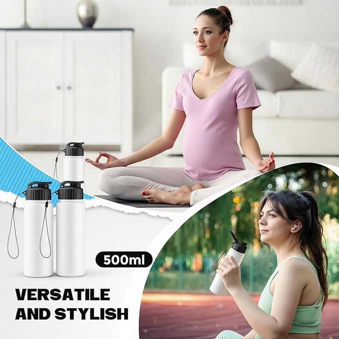 Mifoci 72 Pieces Water Bottle Bulk 17 oz Plastic Water Bottles Bulk Gym Sports Adults Reusable Large Bottles with Leak Proof Flip Top for Party Outdoor (White,Black)