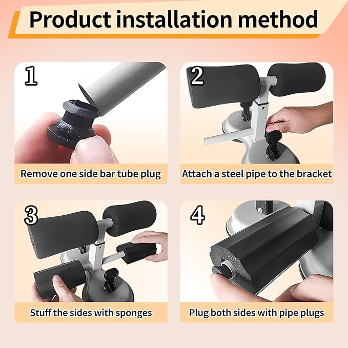 Sit Up Bar Foot Holder, Height Adjustable – Sit Up Assistance Device with 2 Strong Suction Cups – Essential Ab Workouts & Core Exercise Equipment for Home Workouts (Black)