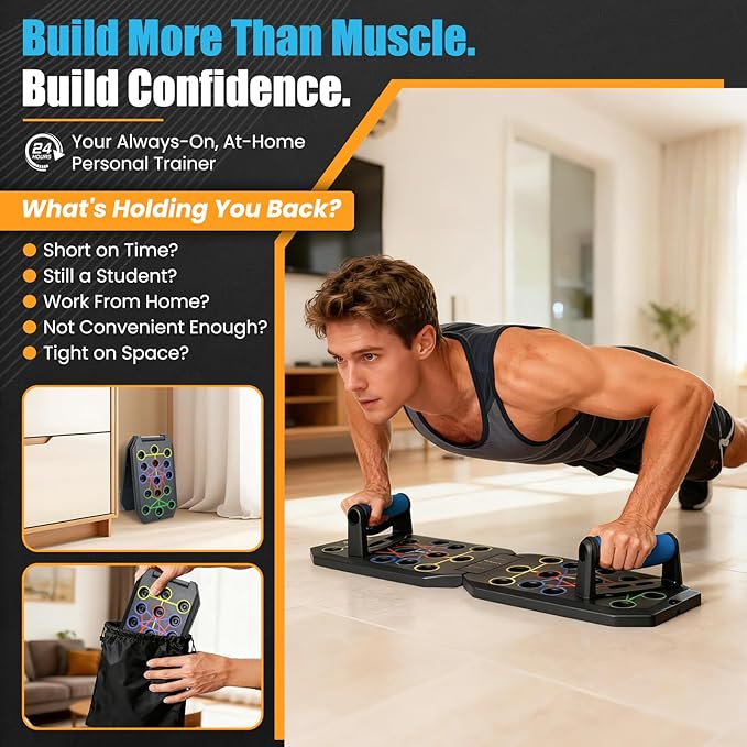 Portable Push Up Board - 20 in 1 Foldable Pushup Board Fitness - Push Up Bar at Home Gym - Strength Training Equipment for Men and Women