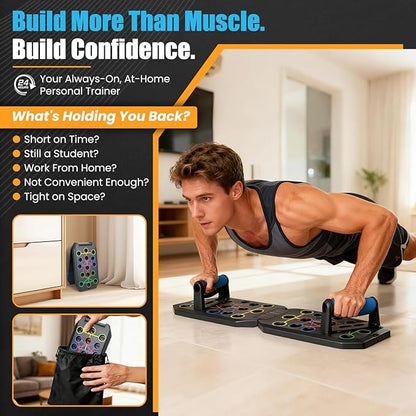 Portable Push Up Board - 20 in 1 Foldable Pushup Board Fitness - Push Up Bar at Home Gym - Strength Training Equipment for Men and Women