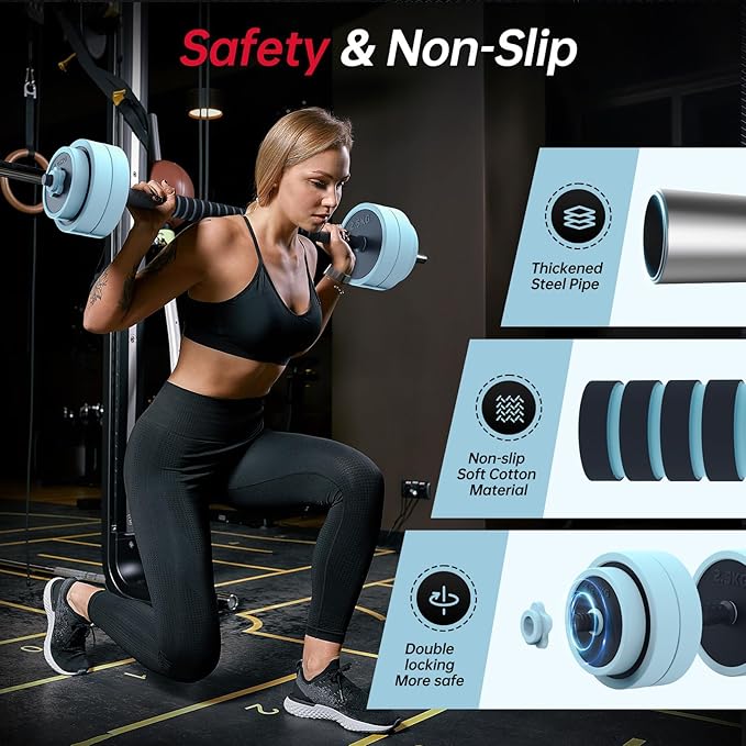 PASYOU Adjustable Dumbbell Set, 45lbs Free Weight Set with Connector, 5 in 1 Weight Set Used as Kettlebells, Barbell, Push up Stand, Fitness Exercises for Home Gym Suitable Men/Women