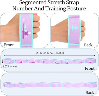 Elastic Yoga Stretching Strap with Loops, Adjustable Stretch Strap Flexible Pilates Stretch Band for Physical Therapy Pilates Yoga Dance Gymnastics Exercise