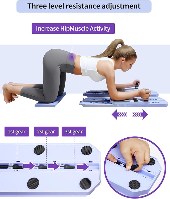 Pilates Reformer Board for Home, 12-in-1 Split Portable Pilates Machine with Ski Simulator & Digital Timer | Home Workout Equipment Kit for Full Body, Abs, Glutes, Balance Training