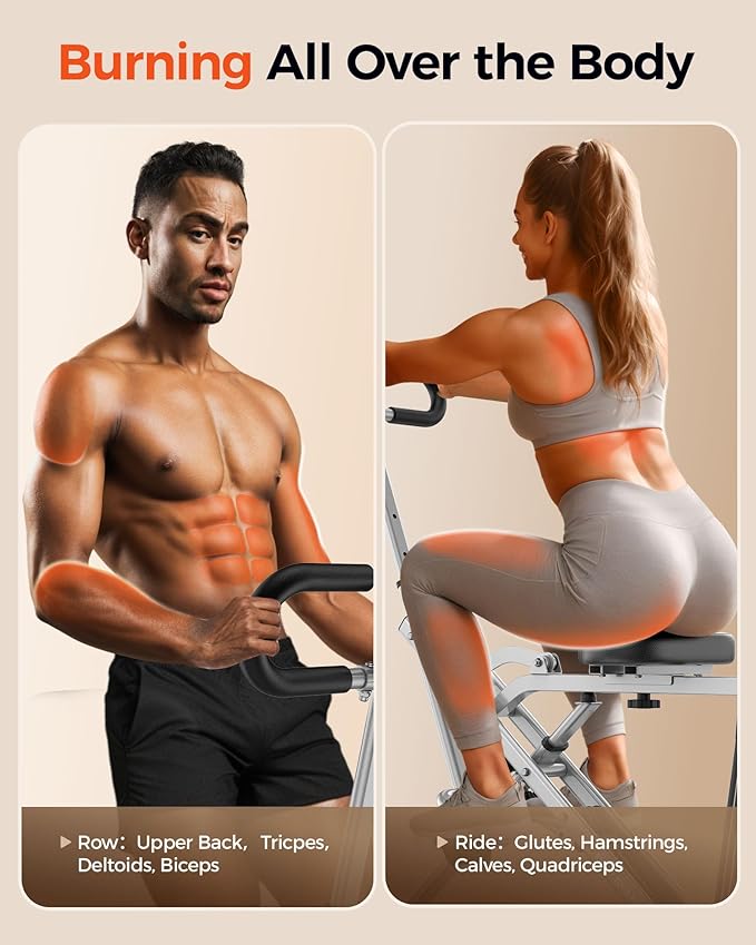 Sportsroyals Squat Machine, Squat Assist Rower for Glutes and Thighs, Foldable Exercise Equipment w/ Four Adjustable Resistance for Home, Full Body Workout Machine