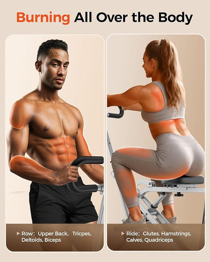 Sportsroyals Squat Machine, Squat Assist Rower for Glutes and Thighs, Foldable Exercise Equipment w/ Four Adjustable Resistance for Home, Full Body Workout Machine