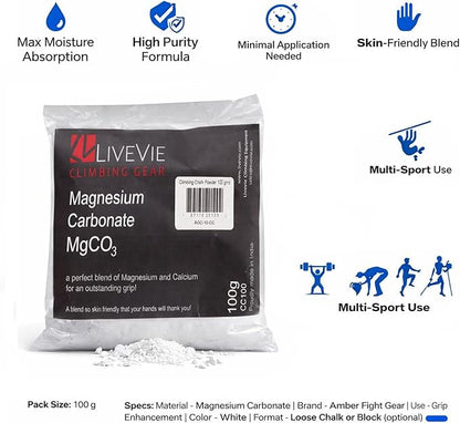 Gym Workout Anti Slip Chalk for Lifting Weights Gymnastics Crossfit Rock Climbing, 100gm