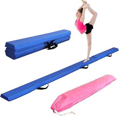 MARFULA 6 FT / 8 FT / 9 FT / 10 FT Folding Gymnastic Balance Beam for Kids with Carry Bag for Home and Club Use