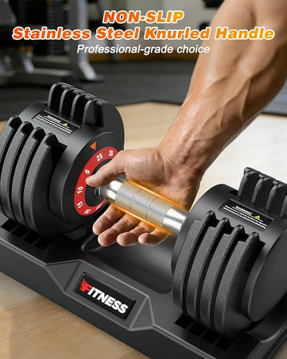 XDDIAS Adjustable Dumbbell Set of 2, 25/55/80/90LB Dumbbell Set- 1-Hand Fast Adjustment with Anti-Slip Handle, Compact Free Weights Dumbbells Set for Men/Women Home Gym Strength Training Equipment