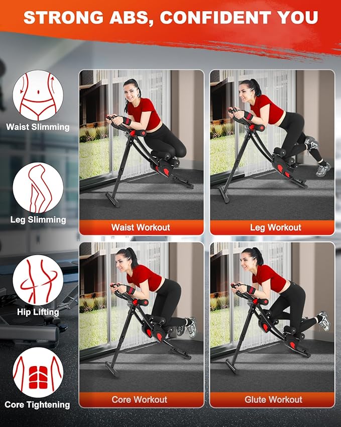 GIKPAL Ab Machine, Ab Workout Equipment for Women, Adjustable Ab Trainer Machine for Stomach Workout at Home Gym, Ab Crunch Abdominal Exercise Equipment (Black (Dual Slider))