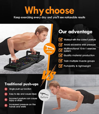 NIYIKOW Push Up Board, Home Gym, Portable Exercise Equipment, Pilates Bar & 20 Fitness Accessories with Resistance Bands & Ab Roller Wheel, Full Body Workout at Home