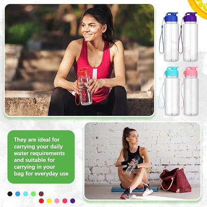 Mifoci 72 Pieces Water Bottle Bulk 17 oz Plastic Water Bottles Bulk Gym Sports Adults Reusable Large Bottles with Leak Proof Flip Top for Party Outdoor (Clear,Multicolor)