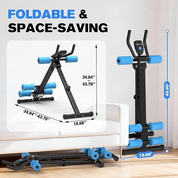 DERACY Ab Workout Machine Adjustable Ab Trainer Abdominal Trainer for Home Gym Foldable Ab Crunch Machine for Core 440 LBS