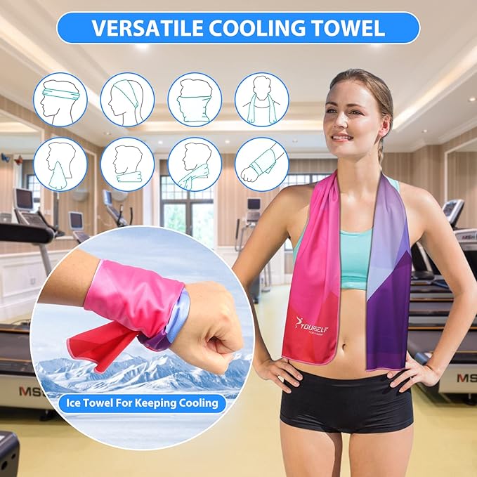 SYOURSELF Cooling Towel, Cooling Towels for Neck,40" x 12"Ice Towel for Instant Cooling Relief, Soft Breathable Chilly Towel, Perfect Yoga, Golf, Sports(Geo)